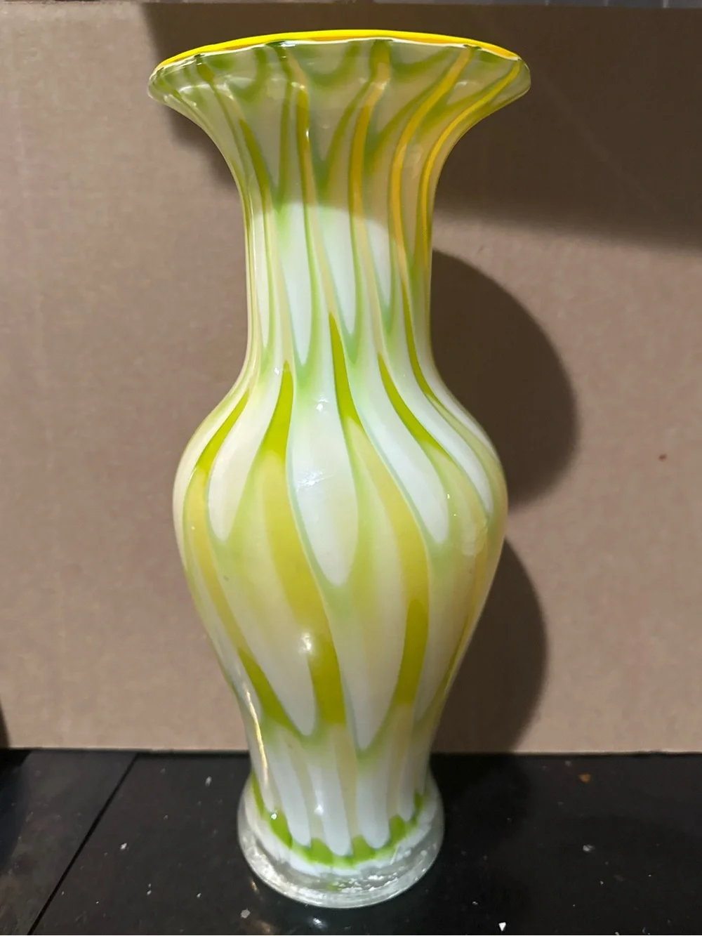 Glass Decorative Vase in Yellow and White - Home Accents